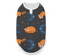 Ropa estampada con diseño de panda rojo y luna, camisetas para mascotas, camisas geniales para cachorros pequeños, medianos y grandes, perros y gatos, talla S