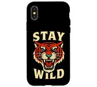 Ropa Estampada Retro con Cara de Tigre Stay Wild Carcasa para iPhone X/XS