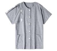 Ropa europea y de enfermería para hombre, informal, holgada, cómoda, no es necesario quitársela, camiseta de manga corta para recuperación postoperatoria, gris oscuro, XL