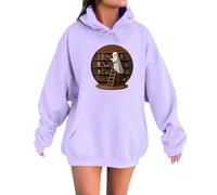 Ropa exterior para mujer, sudadera con capucha para mujer, con gráficos de Halloween, sudadera informal de manga larga, acogedora ropa de salón para invierno, cómoda parte superior de tela mixta suave