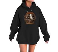 Ropa exterior para mujer, sudadera con capucha para mujer, con gráficos de Halloween, sudadera informal de manga larga, acogedora ropa de salón para invierno, cómoda parte superior de tela mixta suave
