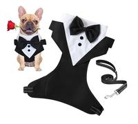 Ropa formal para perros: diseño de pajarita de boda Fórmula para cachorros, ropa formal estilo Príncipe, incluye cuerda de remolque | Perfecto para aniversario de boda, ceremonia de fotografía previa