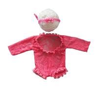 Ropa fotográfica de bebé Princesas Encaje Mono Cinta Cinta Cinta Media / Manga Larga Mameluco Recién Nacido Ducha Fiesta Decoración Posando Apoyos Infantil Sesión de Fotos Traje Encaje