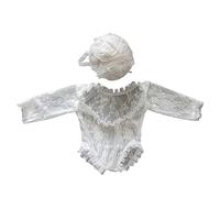 Ropa fotográfica de bebé Princesas Encaje Mono Cinta Cinta Cinta Media / Manga Larga Mameluco Recién Nacido Ducha Fiesta Decoración Posando Apoyos Infantil Sesión de Fotos Traje Encaje