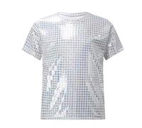 Ropa Hip Hop Niño Camiseta Brillante Niña Top Lentejuelas Camisetas Metalizada Manga Corta Top Deportivo Camiseta Brillante De Baile Jazz Hiphop Disfraz Fiesta Actuación