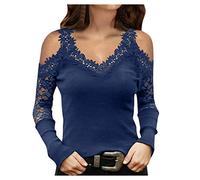 Ropa Hippie Ofertas Mujeres V Cuello Frente A Blouse Estilo De Desplazamiento De Hombro Pullover Lace Long Bottoming Women's Blouse Camisas Mujer Manga Larga Elegantes Roja Ca Sudadera Lila Ofertas