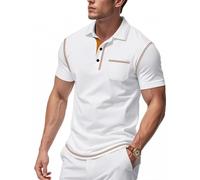 Ropa Hombre Slim Fit Trabajo Rebajas Hoy Oferta Flash Polo Club Cuello Mao Blanco Camisetas de Trabajo Lisas Manga Corta Camiseta Deportivo XXL Antisudor Polos Manga Corta Hombre Blanco XXL