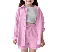 Ropa Infantil para niñas,Camiseta y Pantalones Cortos Verano Conjunto de Chaleco Camiseta Conjuntos Casual Manga Corta Adolescentes Niños 1-6 Años#Z