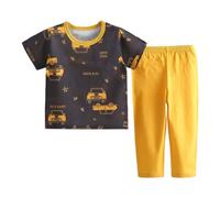 Ropa Infantil para niñas Juego de Verano Dos Piezas Conjuntos Camisetas sin Mangas con Pantalones Cortos Conjunto Camiseta Manga Corta Adolescentes 2 a 11 años#G