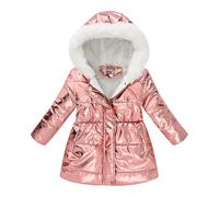 Ropa infantil para niños y niñas, multicolor, cintura impresa, teñido anudado, cuello largo de lana, abrigo acolchado de algodón, abrigo 5t para niñas (B, 7-8 años)