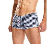 Ropa interior 100% algodón, pantalones cortos de pijama para hombre, a cuadros, bolsa U, pantalones cortos casuales, calzoncillos tipo bóxer de pijama