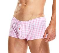 Ropa interior 100% algodón para hombre, pantalones cortos de pijama a cuadros, bolsa U, pantalones cortos informales, calzoncillos tipo bóxer de pijama