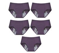 Ropa interior a prueba de fugas for mujer, bragas a prueba de fugas for mujeres mayores de 60 años, bragas cómodas y lavables de cintura alta.(5xCrystal Purple,L)