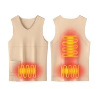 Ropa Interior Calefactada Muje Camiseta Interior Térmica con Forro Polar, Camiseta Sin Mangas, Chaleco de Capa Base Cálida para Esquí Senderismo Correr (Beige, L)