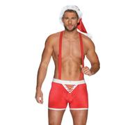 Ropa interior comestible marca OBSESSIVE Obsessive - Mr Claus Boxer Con Tirantes Y Gorro S/M