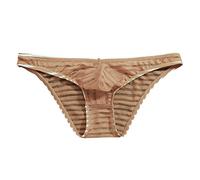 Ropa interior comestible para hombre, seda helada, transparente, triángulo, cintura baja, malla de verano, ropa interior transpirable, pantalones de cabeza, cadenas para el cuerpo, beige, L