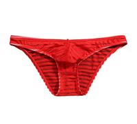 Ropa interior comestible para hombre, seda helada, transparente, triángulo, cintura baja, malla de verano, ropa interior transpirable, pantalones de cabeza, cadenas para el cuerpo, rojo, M