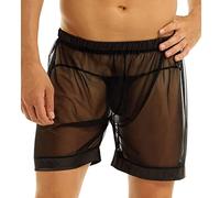 Ropa interior comestible para mujer y hombre, calzoncillos tipo bóxer de malla, transpirables, pantalones cortos de malla para hombre, transparentes con grandes pantalones de malla dividida
