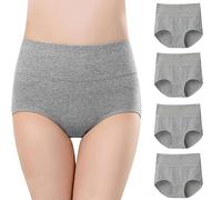Ropa Interior de algodón de Talle para Mujer Calzoncillos elásticos Bragas de Total 4P Bragas Algodón Mujer Dim Pocket Bolso Beige Mujer (Grey, M)