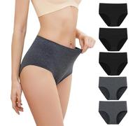 Ropa interior de algodón para mujer, cintura alta, cobertura completa, bragas suaves de algodón para mujer, bragas de cobertura completa, 5 pares-b, M