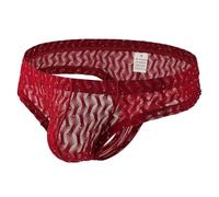Ropa interior de encaje Delgada Transparente Elástica Calzoncillos Rápidos Transpirables Secado Corto Erótica Sexy Tanga Hombres con Encaje Transparente Slip Low Rise Trunk Lencería Sexy, rojo, L