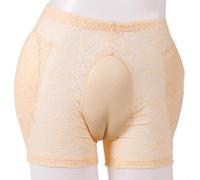 Ropa interior de encaje para hombre para crossdressing, calzoncillos moldeadores transgénero con fruncido, bragas en la entrepierna para hombre a mujer, mezcla de algodón transpirable (XL nude)