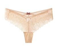 Ropa interior de encaje para mujer, cintura media, con diseño de pajarita transpirable, entrepierna de algodón transpirable, tanga cómoda para uso diario, ideal para uso diario
