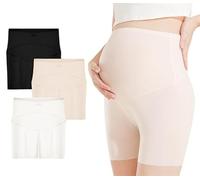 Ropa interior de maternidad de cintura alta, paquete de 3 bragas de seguridad sin costuras de seda de hielo, no se enrollan, calzoncillos invisibles para mujer, multicolor, L