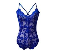 Ropa interior de moda para mujer, ropa interior de encaje rojo sexy para mujer, lencería de encaje sexy para muñeca, ropa de moda, azul, L