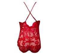 Ropa interior de moda para mujer, ropa interior de encaje rojo sexy para mujer, lencería de encaje sexy para muñeca, ropa de moda, rojo, XXL