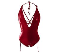 Ropa Interior De Mujer - Lencería para Mujer Plus Sizr Teddy Body Lencería Sexy Recorte Cuello En V Lace Up Conjunto con Tanga Set S 5XL (XXL)