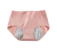 Ropa interior de período, sangrado fuerte para mujer, cintura alta, bragas menstruales, ropa interior para mujer, a prueba de fugas, transpirable, alternativa a los tampones, Rosa claro., L