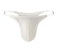 Ropa interior de seda helada para hombre, brillante, satinada, tanga en T, cintura baja, alta elasticidad, transpirable, para dormir por la noche, color blanco y negro (M blanco)