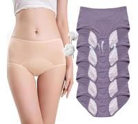 Ropa interior de soporte for suelo pélvico mujer bragas de cintura alta de algodón antifugas, con protección ligera contra incontinencia reutilizables y transpirables(Light Purple-5pcs,XX-Large)