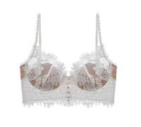 Ropa interior de tela fina con ribete de encaje diseñada para escote profundo y espalda abierta (SL (36/80ABC) blanco)