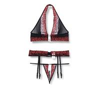 Ropa interior erótica de cuero y látex para mujer marca Abierta Fina ZESTAW SUSPENDER SET EMBROIDERY XL