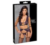 Cottelli Bondage - Set lencería y esposas (negro-morado) - L