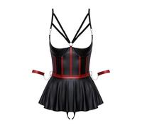 Cottelli Bondage - Brillante set y esposas (negro-rojo)
