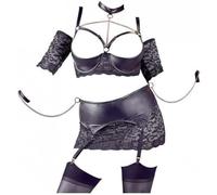 Ropa interior erótica de cuero y látex para mujer marca Cottelli Hebe Set Bondage 90E/XL