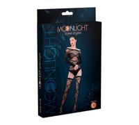 Ropa interior erótica de cuero y látex para mujer marca Moonlight Black Bardot Style Body with Stockings One Size