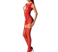 Ropa interior erótica de cuero y látex para mujer marca PASSION WOMAN BODYSTOCKINGS PASSION WOMAN BS082 BODYSTOCKING ROJO TALLA UNICA