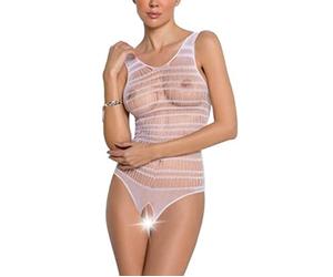 Ropa interior erótica de cuero y látex para mujer marca PASSION WOMAN BODYSTOCKINGS PASSION WOMAN BS086 BODYSTOCKING BLANCO TALLA UNICA