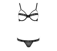 Ropa interior erótica de cuero y látex para mujer marca PASSION WOMAN SETS PASSION KYOUKA SET DOS PIEZAS NEGRO S/M