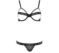Ropa interior erótica de cuero y látex para mujer marca PASSION WOMAN SETS PASSION KYOUKA SET DOS PIEZAS NEGRO L/XL