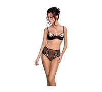 Ropa interior erótica de cuero y látex para mujer marca PASSION WOMAN SETS PASSION LOVELIA SET BIKINI NEGRO L/XL