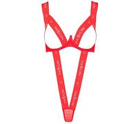 Ropa interior erótica de cuero y látex para mujer marca PASSION WOMAN TEDDIES PASSION KYOUKA TEDDY ROJO S/M