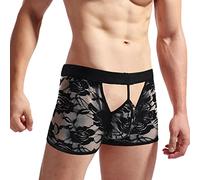 Ropa interior erótica para hombre de encaje para hombres ropa interior transparente sexy ropa interior gay transpirable tanga bragas ropa interior deportiva ropa interior clubwear 2025, Negro , talla