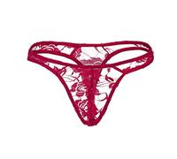 Ropa interior erótica para hombre de encaje para hombres ropa interior transparente sexy ropa interior sexy sexy transpirable tanga ropa interior deportiva de tiro bajo regalo 2025, Vino, talla única