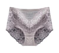 Ropa interior floral sin costuras para mujer de cintura alta, tangas suaves, divertidas bragas festoneadas con levantamiento de glúteos, cintura alta, bordado, encaje transparente, hipsters