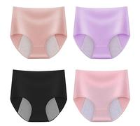 Ropa Interior Menstrual higroscópica y de algodón de Talla Grande y Cintura Alta para Mujer, Pantalones menstruales de Cintura Alta Bragas Algodón Mujer Pack Dim Braga Alta (A, XL)